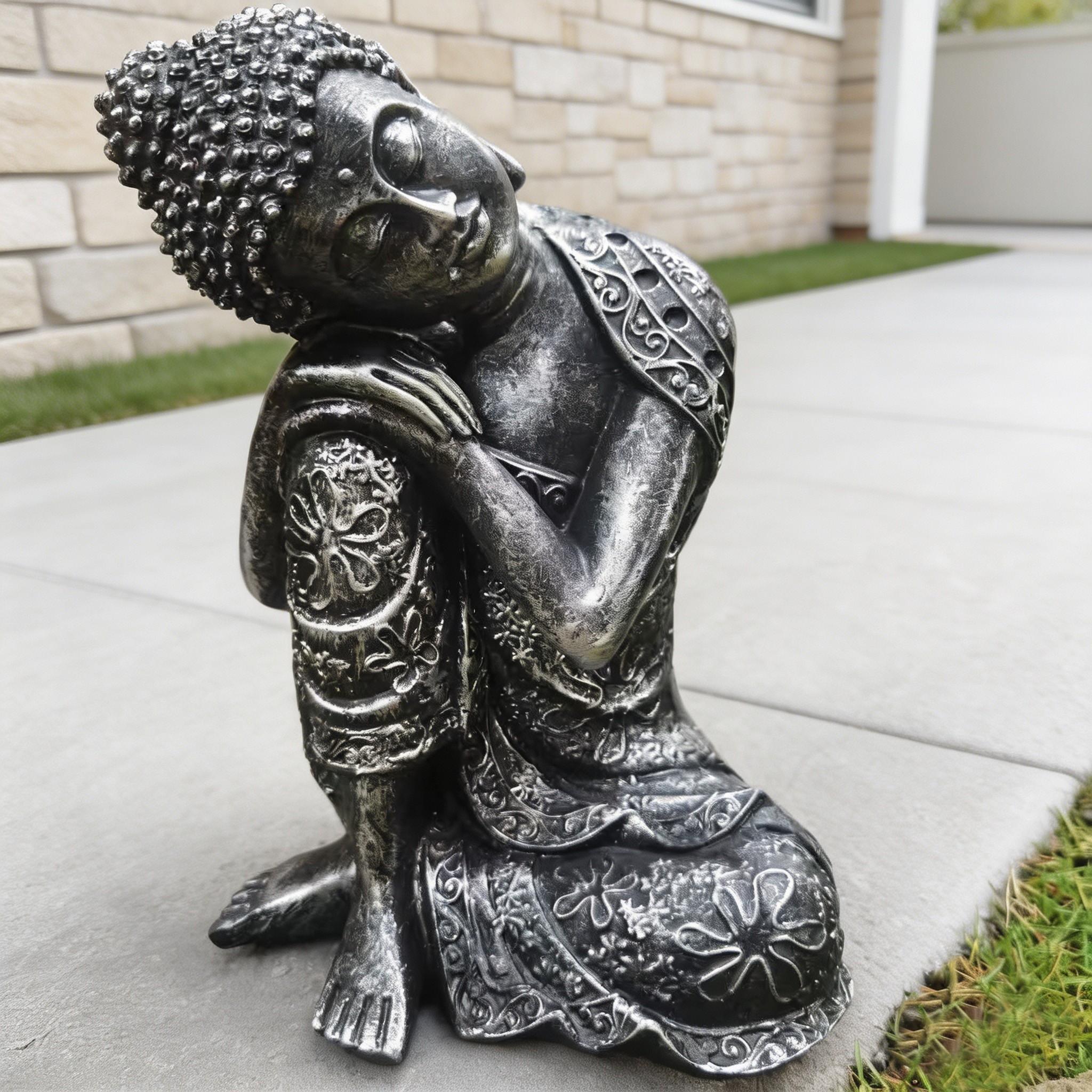 Resin Outdoor Sculpture for Home and Garden Decor, Handmade Buddha Statue, Feng Shui Ornament, Durable Resin Material, Gift Idea