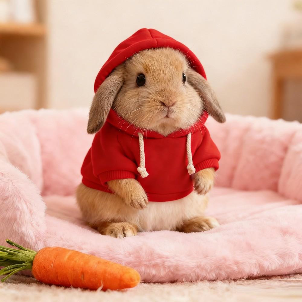 1PC Pet Basic Pullover Hoodies for 30cm/11.8in Height Small Pets Bunny /Kitten Warm Outdoor Clothing For baby rabbit Guinea, Soft Pet Sweatshirt Warm Pet Clothing Small Pet Homewear Small Animal Apparel Playful Pet Design