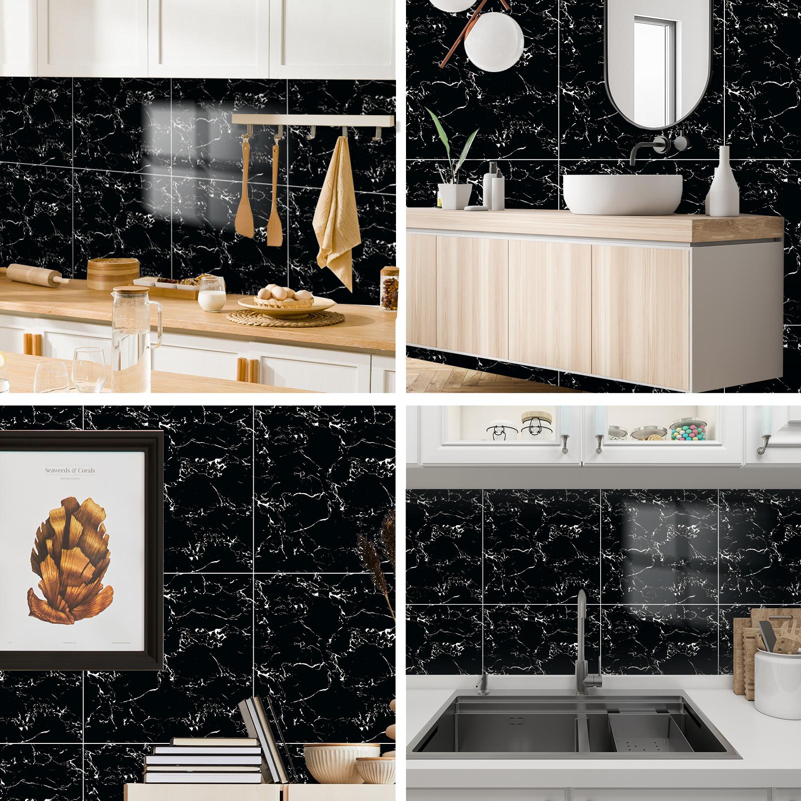 Self-Adhesive Marble Tile Stickers Set, Decorative Wall Sticker, Wall Decal, Waterproof PVC Wall Decor, Durable Floor Tiles, Easy to Apply and Remove, Perfect for Living Room Kitchen Bathroom