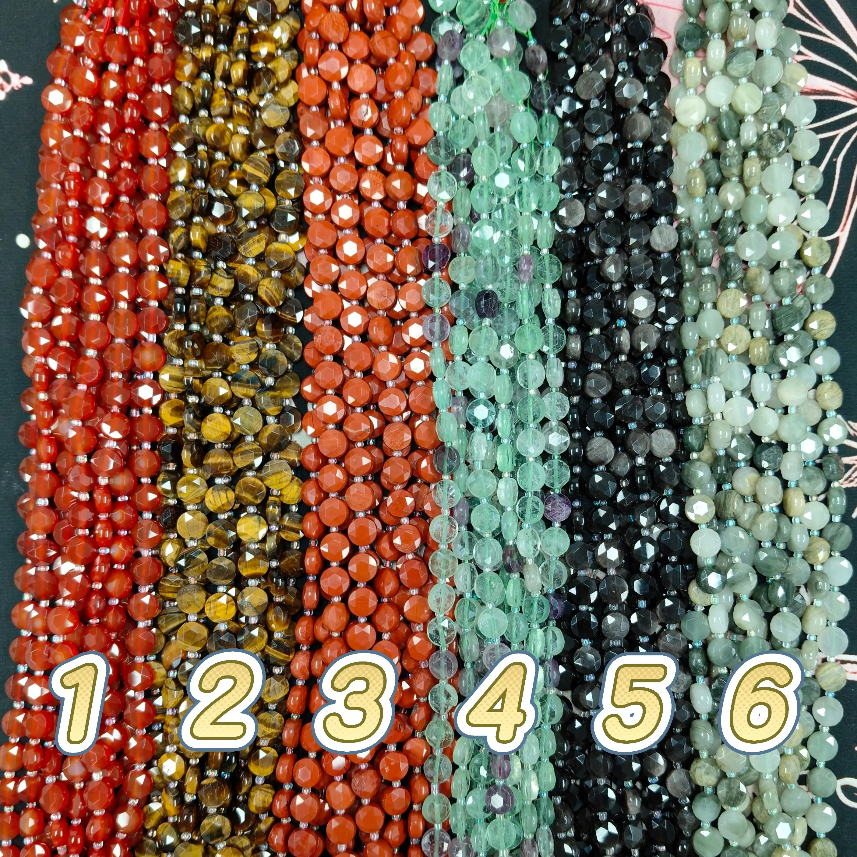 ✨【NEW】5×10mm Coin Faceted Natural Crystal & Stone Beads For DIY Bracelet Necklace Earring Crafts