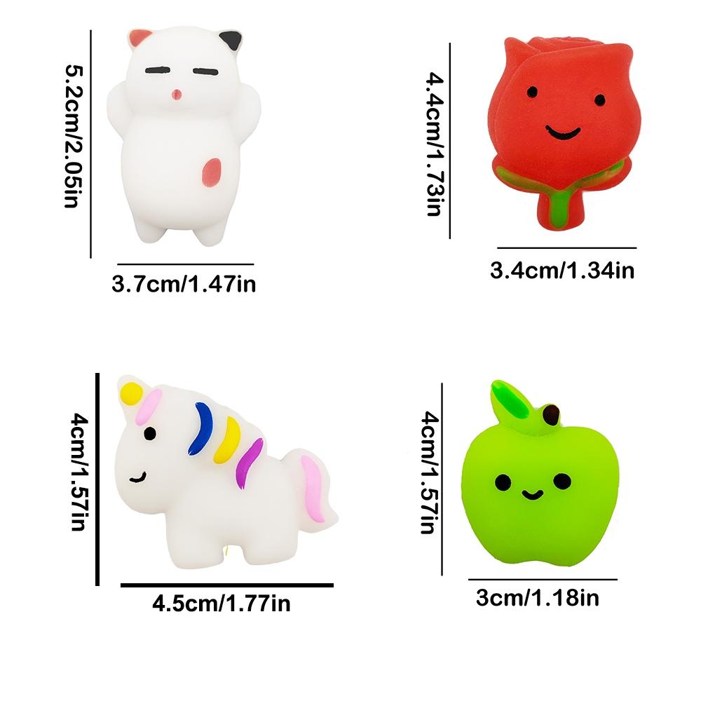 30 Pcs Mochi Squishy Toy Animal Fruit Kawaii Squishies Toys Party Favors New Year's Day /Valentine's Day/Christmas Gifts, Stress Relief Decoration, Stress Relief Fidgeting