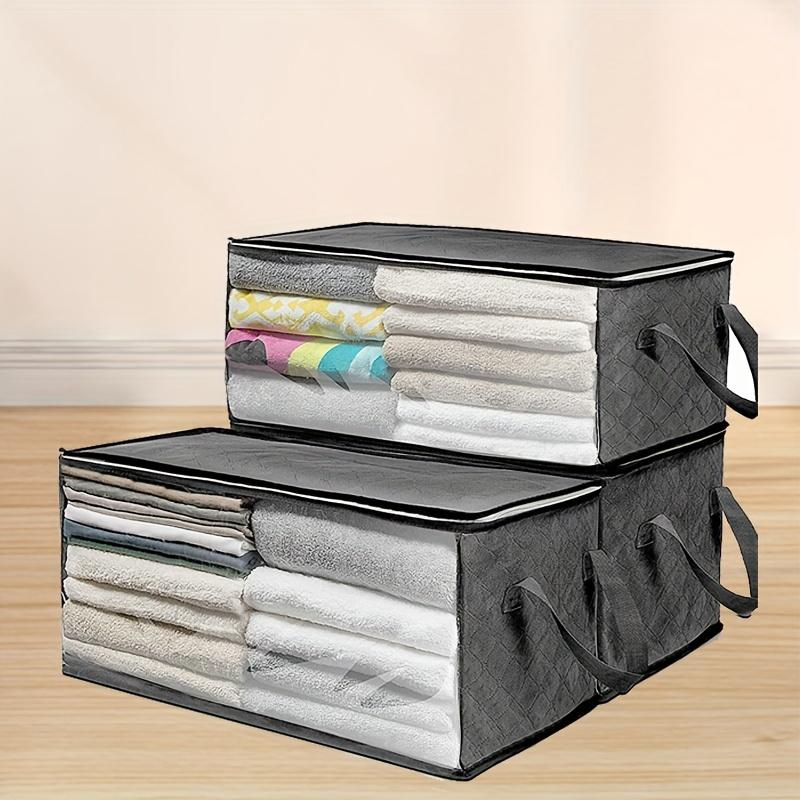 Large Capacity Foldable Storage Box, 1 Count Durable Fabric Storage Box with Clear Window & Handle, Multifunctional Storage Box for Clothes, Bedding, High Capacity Storage