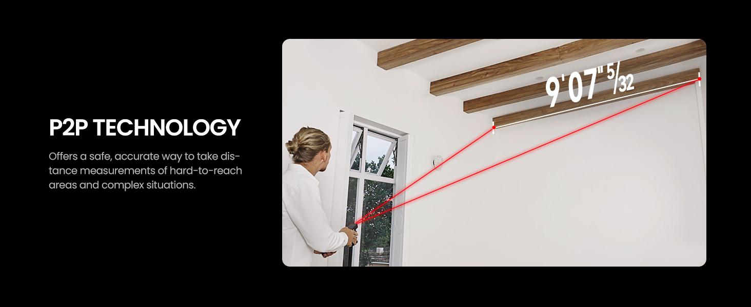 Mileseey D9 Pro 330Ft Professional Laser Measurement Tool, equipped with an IPS touchscreen interface, point-to-point measurement, live angle display, APP sync support, and a laser measuring tool with a visual aligning indicator. Rechargeable Range Finder Mileseey D9 Pro 330Ft Professional Laser Measurement Tool, equipped with an IPS touchscreen interface, point-to-point measurement, live angle display, APP sync support, and a laser measuring tool with a visual aligning indicator. Rechargeable Range Finder