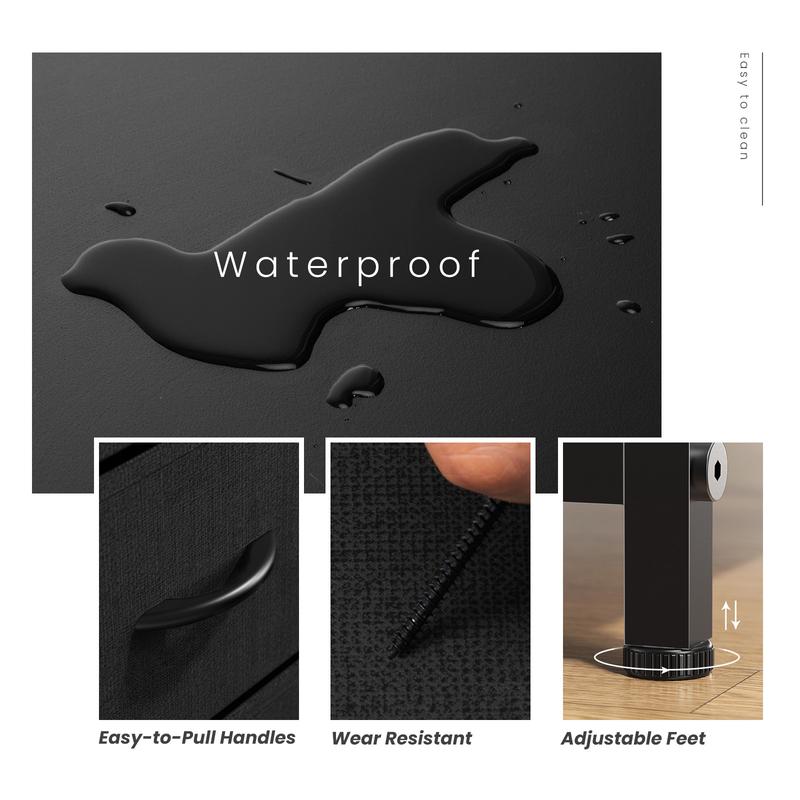 Mr IRONSTONE Night Stand Set 2, Night Stand with Charging Station, LED Nightstand with U-S-B Ports and Outlets, 2 Fabric Storage Drawers with PU Finish, Small Bedside Table, Rustic