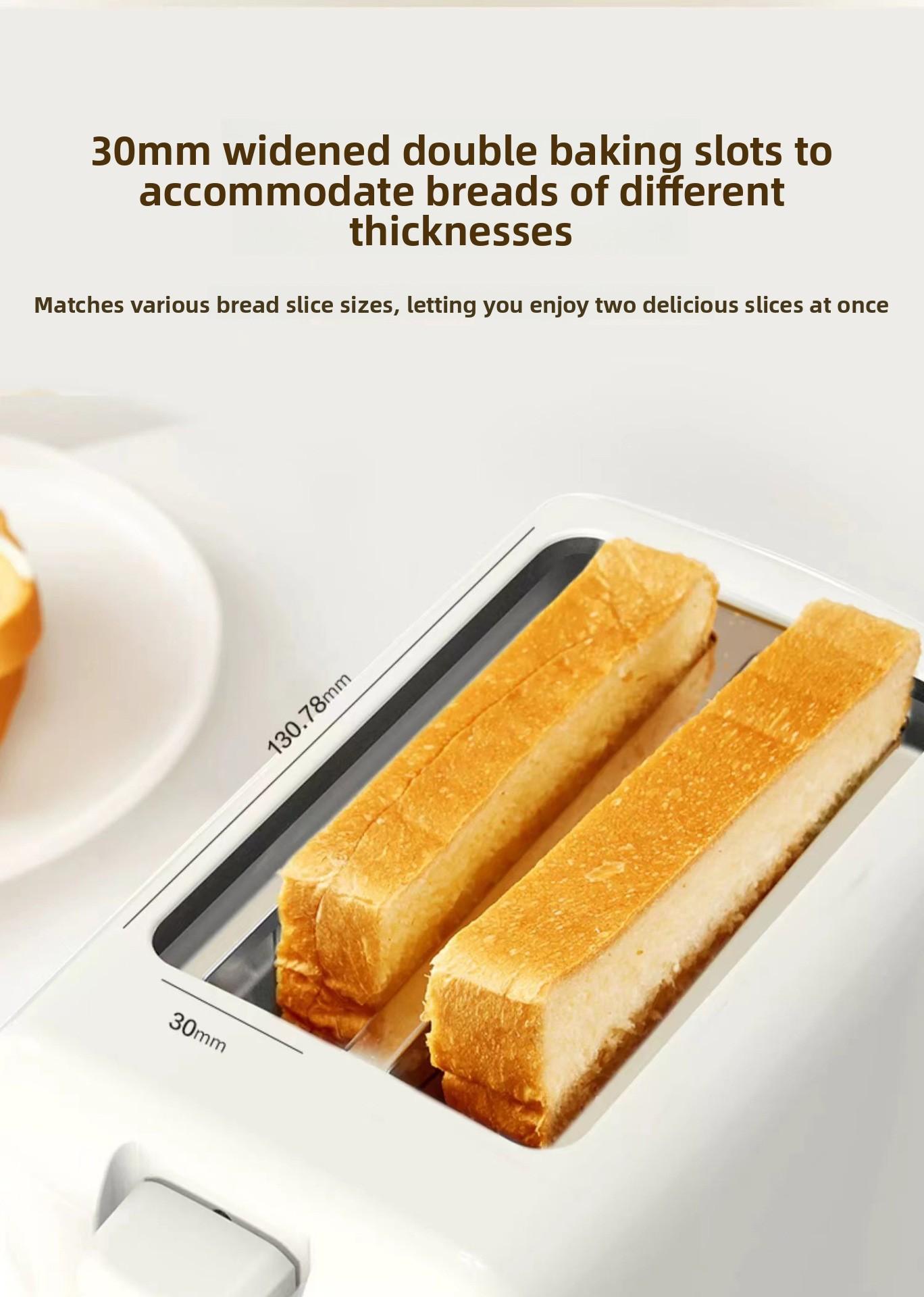 Fully Automatic Bread Toaster Slicer - Rubber & Polycarbonate Household Kitchen Appliance, Stable, Even Bake, Space-Saving Compact Structure, Easy Adjustment Functions, Variable Browning Control, 235x130x166mm, for Breakfast Sandwich Making, A-110V - Us S