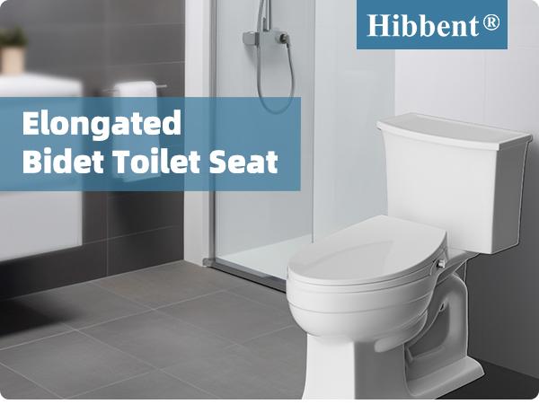 Hibbent Bidet Toilet Seat,Bidet Toilet Attachment,Elongated Toilet Seat with Separated Self Clean Knob,Bidet Parts,Non-Electric Dual Nozzles,Bidet Sprayer,ON/OFF Metal T Adapter Included toilet seat Toiletbidet Bathroom