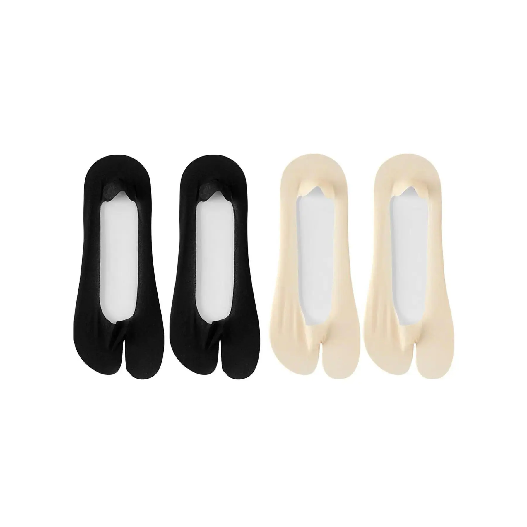 4 Pairs Thin Fit No Show Socks Tabi Socks for Women, Low Cut Invisible Liner Footies Thin Invisible Socks for Loafers Sandals