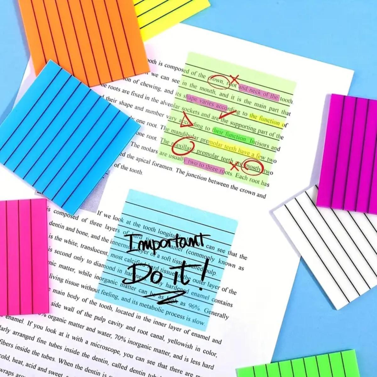 Multicolor Sticky Note, 7 Counts/set Semi-transparent Sticky Note Pads, Note Taking Portable Lined Sticky Memo Pads for Office & School Students, Office Girl Supplies, Summer Gift, Desk Office Accessories, School Supplies, Self Adhesive Stickers