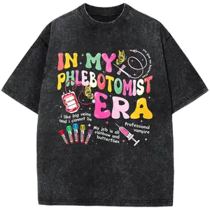 My Phlebotomy Era Groovy Phlebotomist Tech Nurse T-Shirt DesignPlus Size T-Shirt, Retro Fitness Heavyweight Washed T-Shirt, 100% Cotton
