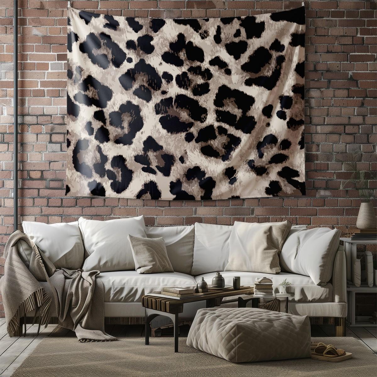 Wild Texture Leopard Print Tapestry, Premium Flannel with Great Drape,  Nails Trendy Vibes as Binge-Watching Backdrop or Accent Wall Decor, Ideal Gift