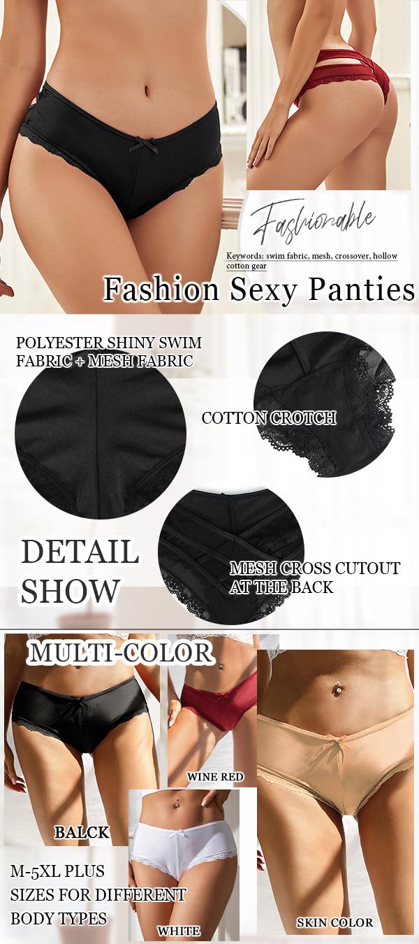 Women Criss Cross Underwear Seamless Bikini Naughty Panty Brief Thong Cheeky Soft Comfy Breathable Panties for Summer Daily Wear Underwear for All Seasons Fitted Panties Collection Womenswear Lady Bottom