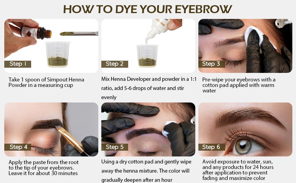 Simpout Henna Brow Tint Kit，New Eyebrows for girl,  Spot Color Henna Powder with Developer Kit, 100% Natural Root Touch Up, Professional Mehendi Brow Tint Kit for Salon & Home DIY, Plant-based, Vegan, Cruelty-free Makeup Springtok Outdoorfun Cosmetic