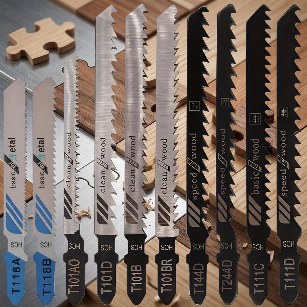 10PCS Jigsaw Blades Set, Metal Cutting Saber Saw Blades for Wood Plastic & Non-Ferrous Metals, Compatible with Reciprocating Saws, Cuts Hardwood Softwood Plywood PVC up to 100mm