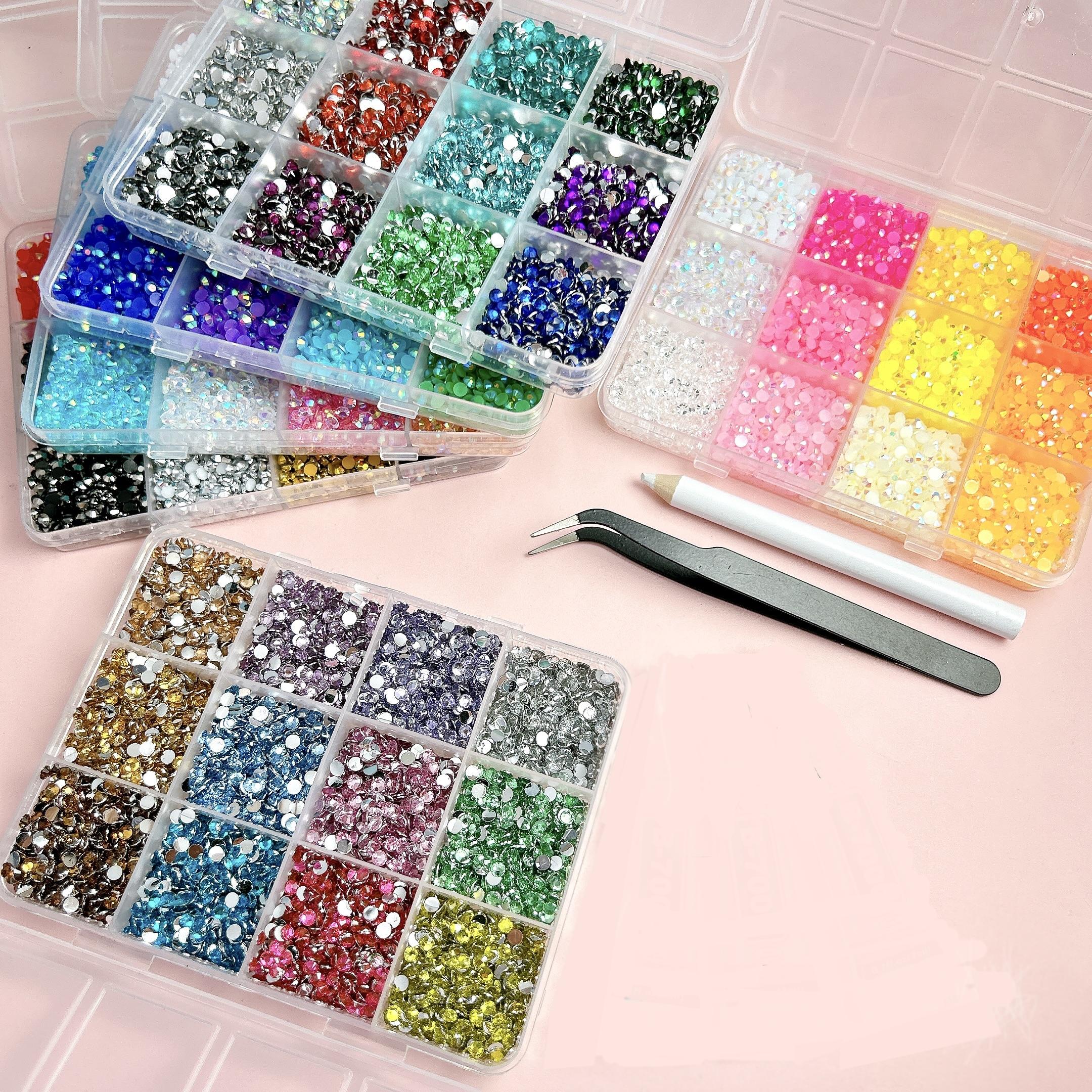 1 Set 3mm 72 Colors Semi-circular Flatback Nail Rhinestones Charms Bedazzling Kit, Bling Rhinestone Decoration, Multi-colors Glittering Resin Nail Diamond Decor for DIY