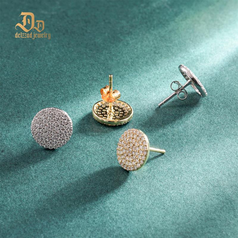 Delzzad 14K Gold-Plated Iced Out Circle Shape Stud Earrings Lab-Created Moissanite Stud Earring S925 Sterling Silver Moissanite Jewelry Perfect Christmas Gift Delzzad 14K Gold-Plated Iced Out Circle Shape Stud Earrings Lab-Created Moissanite Stud Earring S925 Sterling Silver Moissanite Jewelry Perfect Christmas Gift
