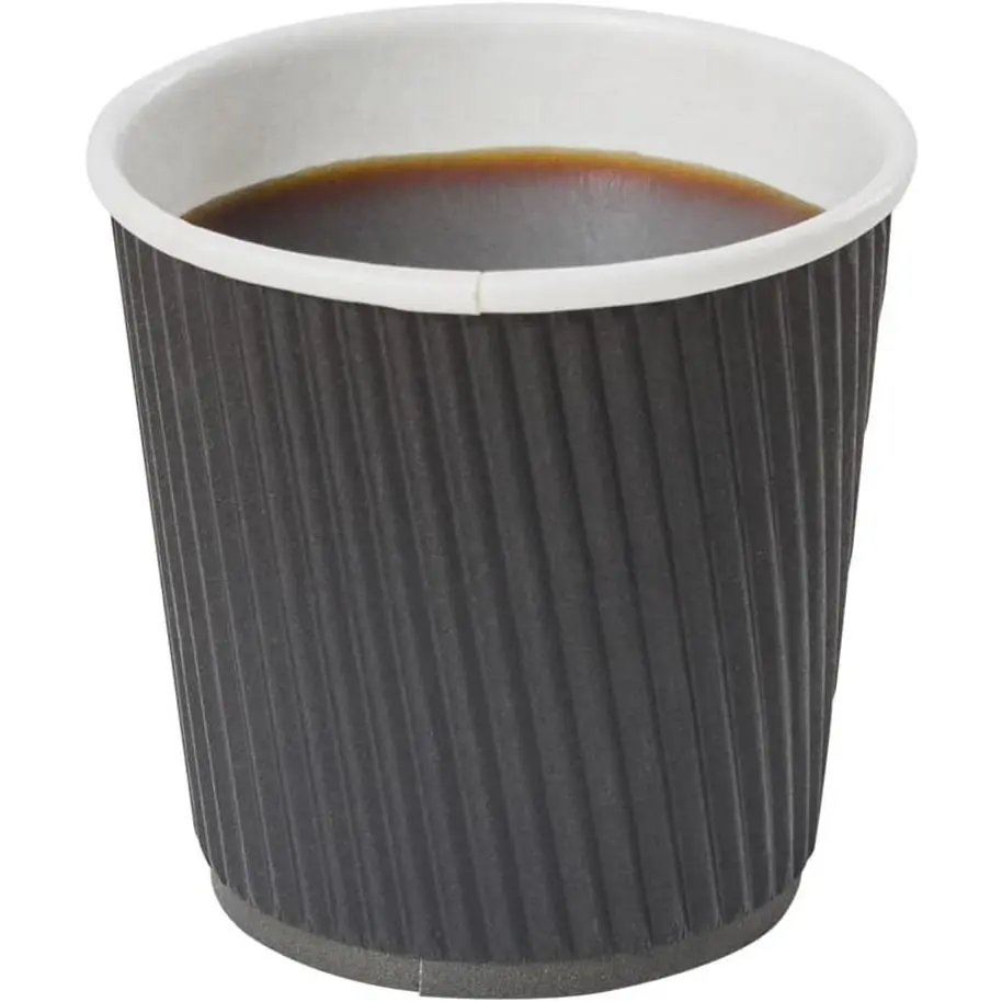 Black Ripple Wall Paper Cups 25 Count 4 Ounce Non-Slip Grip Insulated Leakproof Hot Beverage Cups Compact Disposable Espresso CupsGift