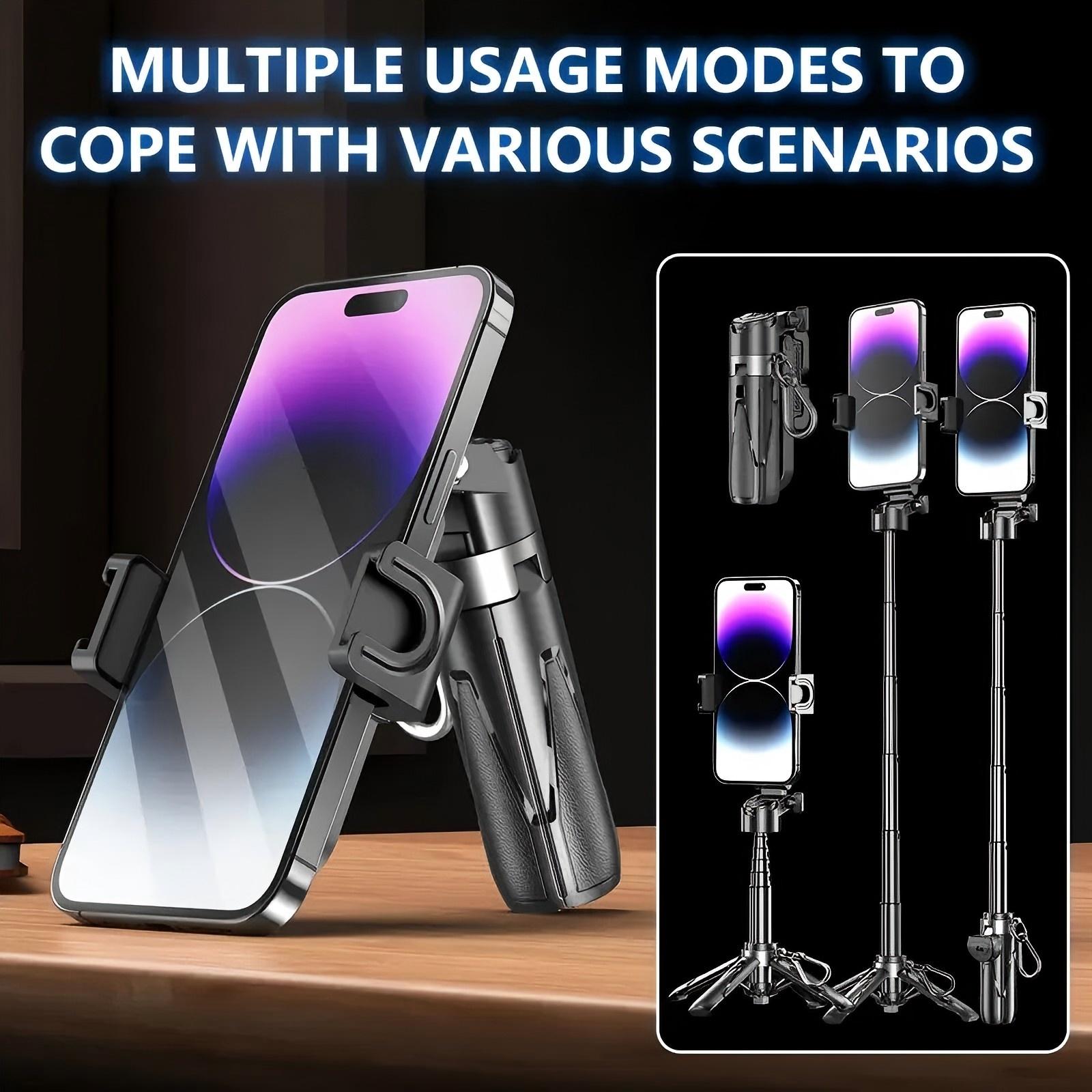 Portable Selfie Stick Tripod, Retractable Phone Tripod with Remote Control, Lightweight Travel Tripod for Video Recording & Photo Taking & Phone Live Streaming