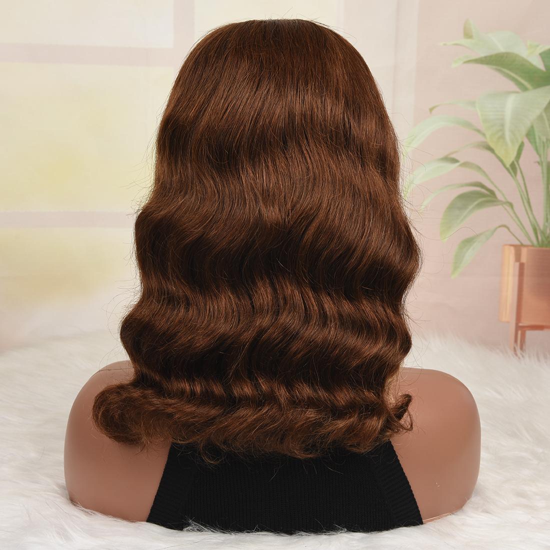 180 Density Brown Blonde Body Wave Bob Wig Human Hair 13x4 Transparent Lace Frontal Human Hair Short Bob Wig For Women Human Hair Glueless Bob Wig Human Hair Pre Plucked Short Bob Wigs for Black Women