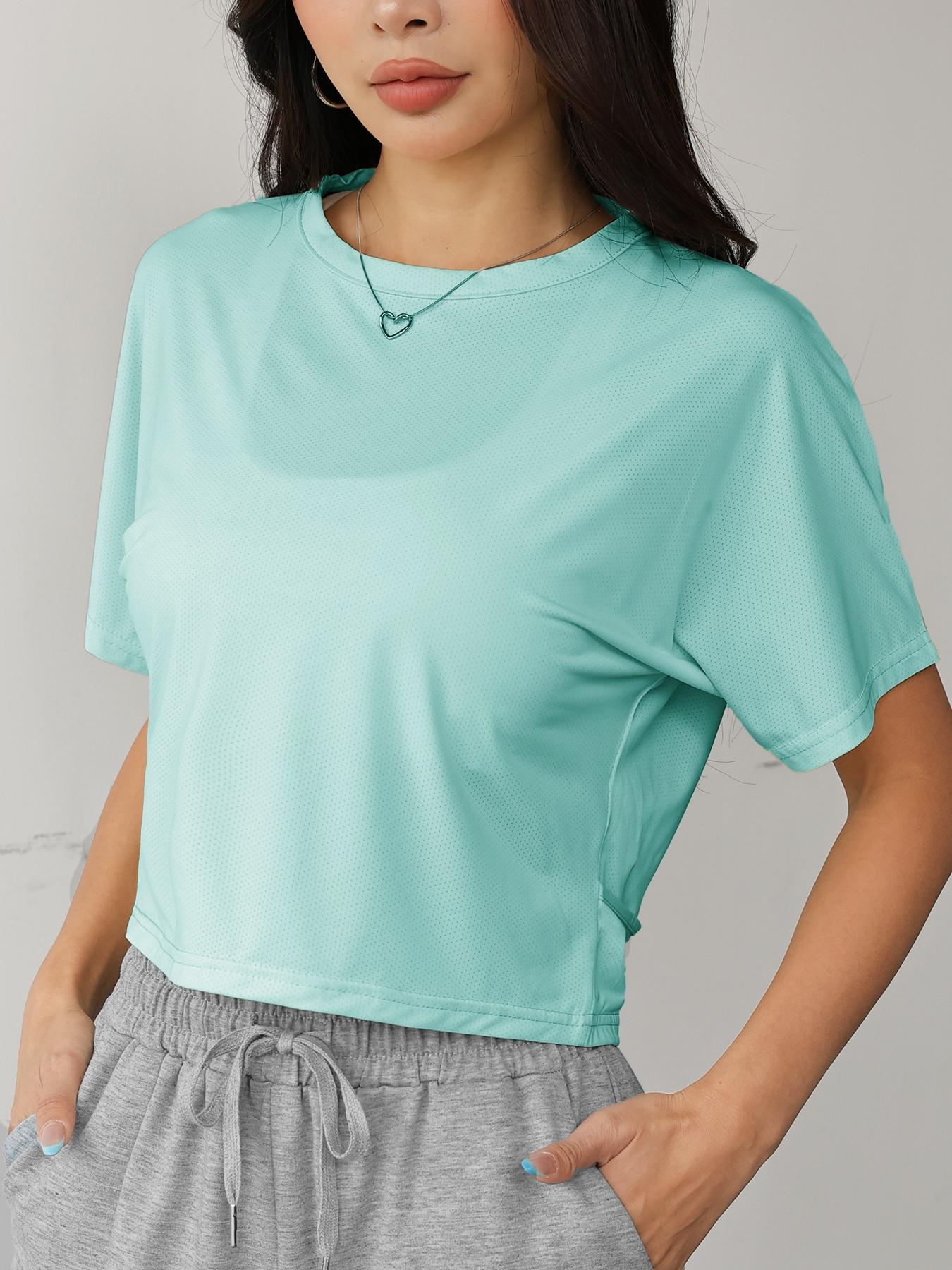 Women's Cross Backless Thin Elastic Loose Top Hollow Back Activewear, Indoor Gym Yoga Exercise Outdoor Casual Running Cycling Short Sporty T-Shirt