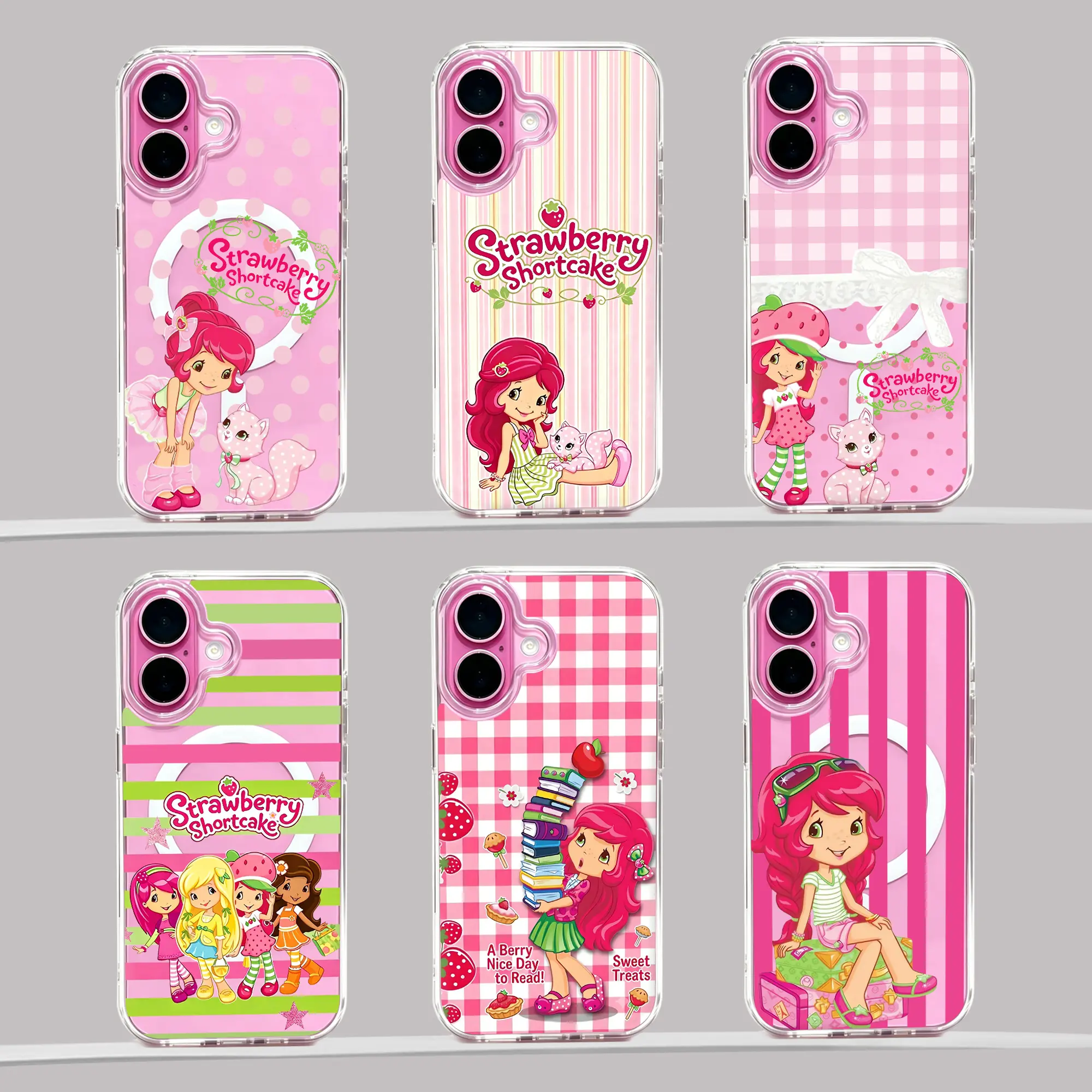 Strawberry cute Coquette Magnetic phone case for iPhone 18/17/16/15/14/13/12/11/XS/Pro Max/Plus/AIR,Pink Y2K Girly Case for Samsung S26/S25/S24/S23/S22/PLUS/ULTRA/FE/A56/A54,MagSafe Wireless Slim Clear Shockproof Protective Cover gift for Shortcake fans