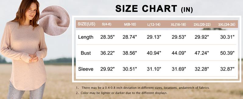 WIHOLL Women's Long Sleeve Tops [2 Versions] | Windproof Thumb Hole VS Classic Minimalist | Curved Hem Loose Fit