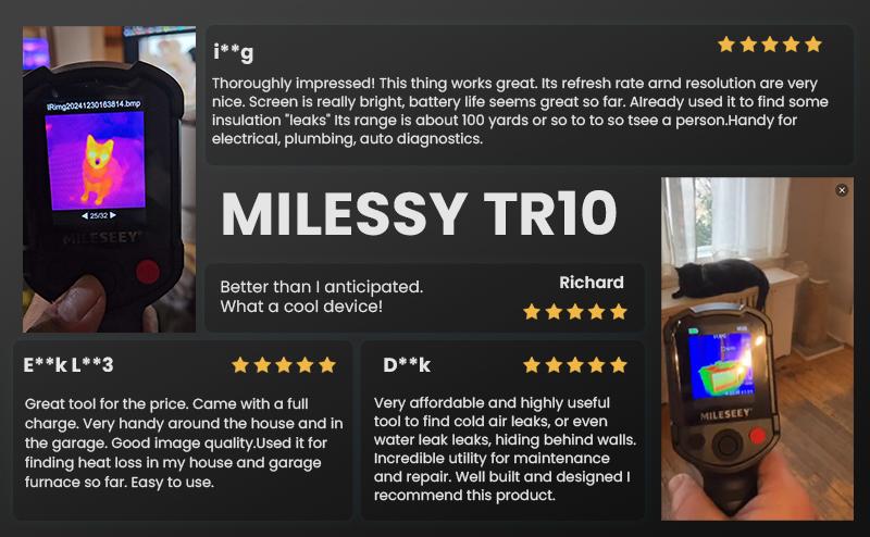 Mileseey TR10 Thermal Imaging Camera, Super Resolution 240 x 240, 25 Hz Refresh Rate, Temperature Range -4°F to 1022°F, 2.8-inch LCD Display,Handheld Infrared Imager, 10-Hour Battery Life for Inductrial,temp gun Mileseey TR10 Thermal Imaging Camera, Super Resolution 240 x 240, 25 Hz Refresh Rate, Temperature Range -4°F to 1022°F, 2.8-inch LCD Display,Handheld Infrared Imager, 10-Hour Battery Life for Inductrial,temp gun