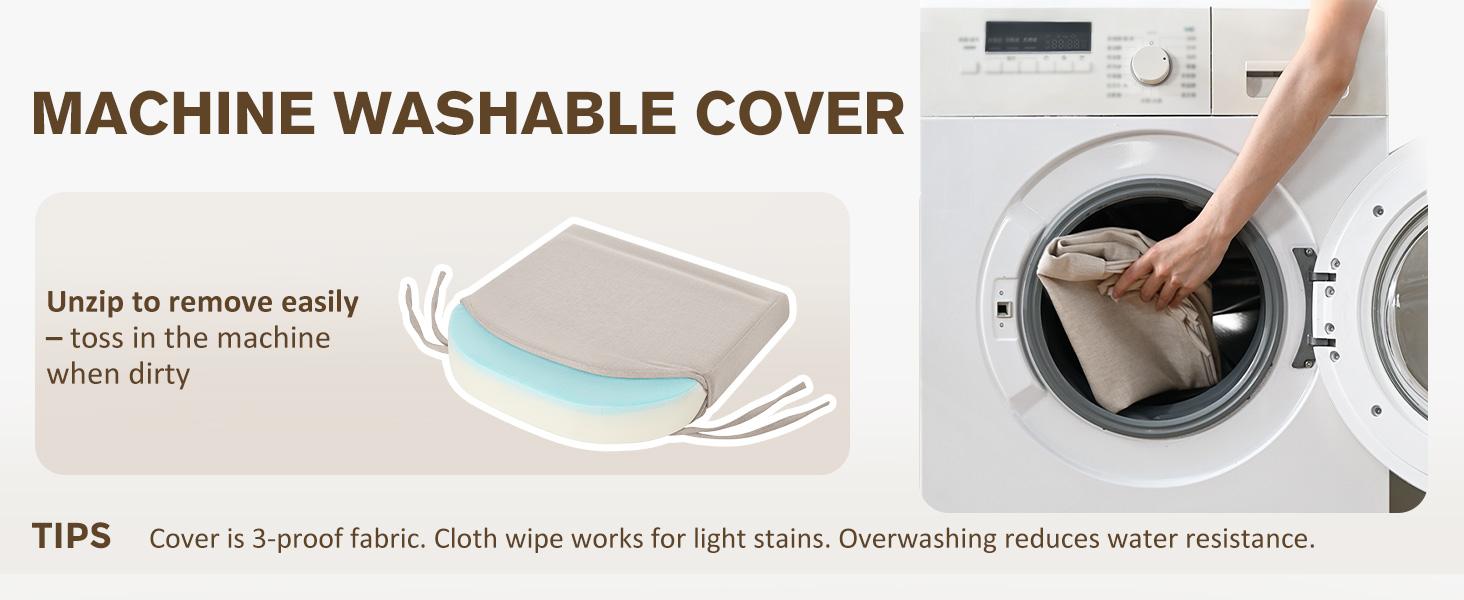 Downluxe Dining Chair Cushions Chair Protector Set , Memory Foam Linen Kitchen Chair Pads with Ties, Waterproof & Washable Cover, 17" x 16" x 2.5"