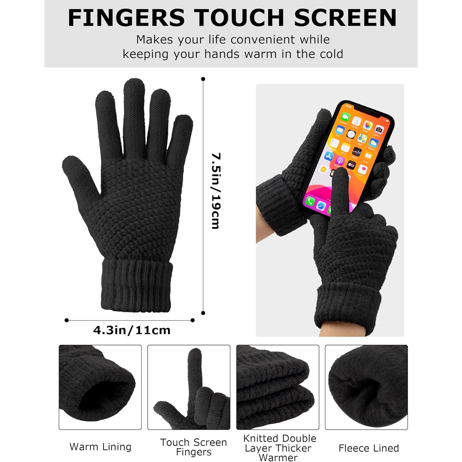12 count Winter Beanie Hat Scarf Touchscreen Gloves Set Fleece Lined Knit Beanie Hat Warmer Scarf for Men Women 12 count Winter Beanie Hat Scarf Touchscreen Gloves Set Fleece Lined Knit Beanie Hat Warmer Scarf for Men Women