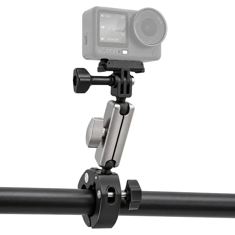 Heavy-Duty Compatible for Action 6/5/4/3 Mount with Crab Claw Clamp & ABS Housing - Adjustable /Motorcycle/Stabilizer Bracket, Anti-Slip Fixing Clamp, Lightweight for for Road Cycling, Outdoor Recording Camera Accessories
