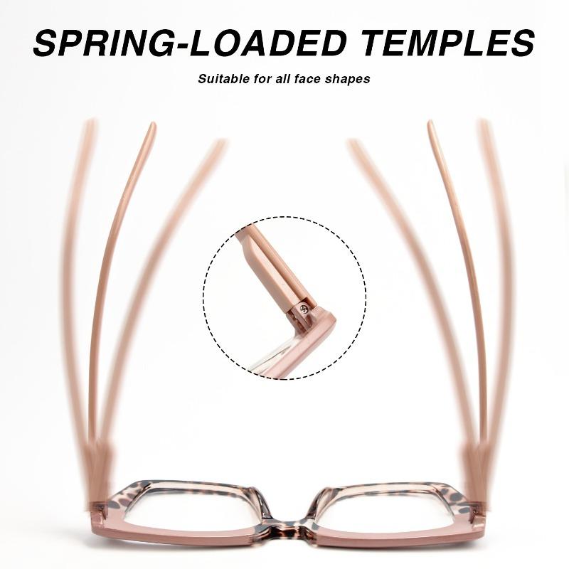 GIGULA 7-piece large frame progressive reading glasses, with spring hinge, close to the face, ladies' reading glasses, suitable for daily use parties, can be used for driving, High Quality Eyewear