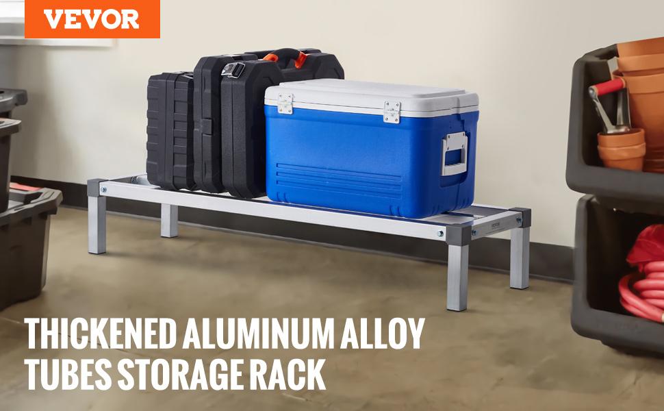 VEVOR Aluminum Dunnage Rack, 48x 14 Commercial Food Floor Rack, 8 Off the Floor, 1000 lbs Capacity All-Welded Aluminum Storage Rack, for Storage in Restaurants, Kitchens, Garages and Vehicles