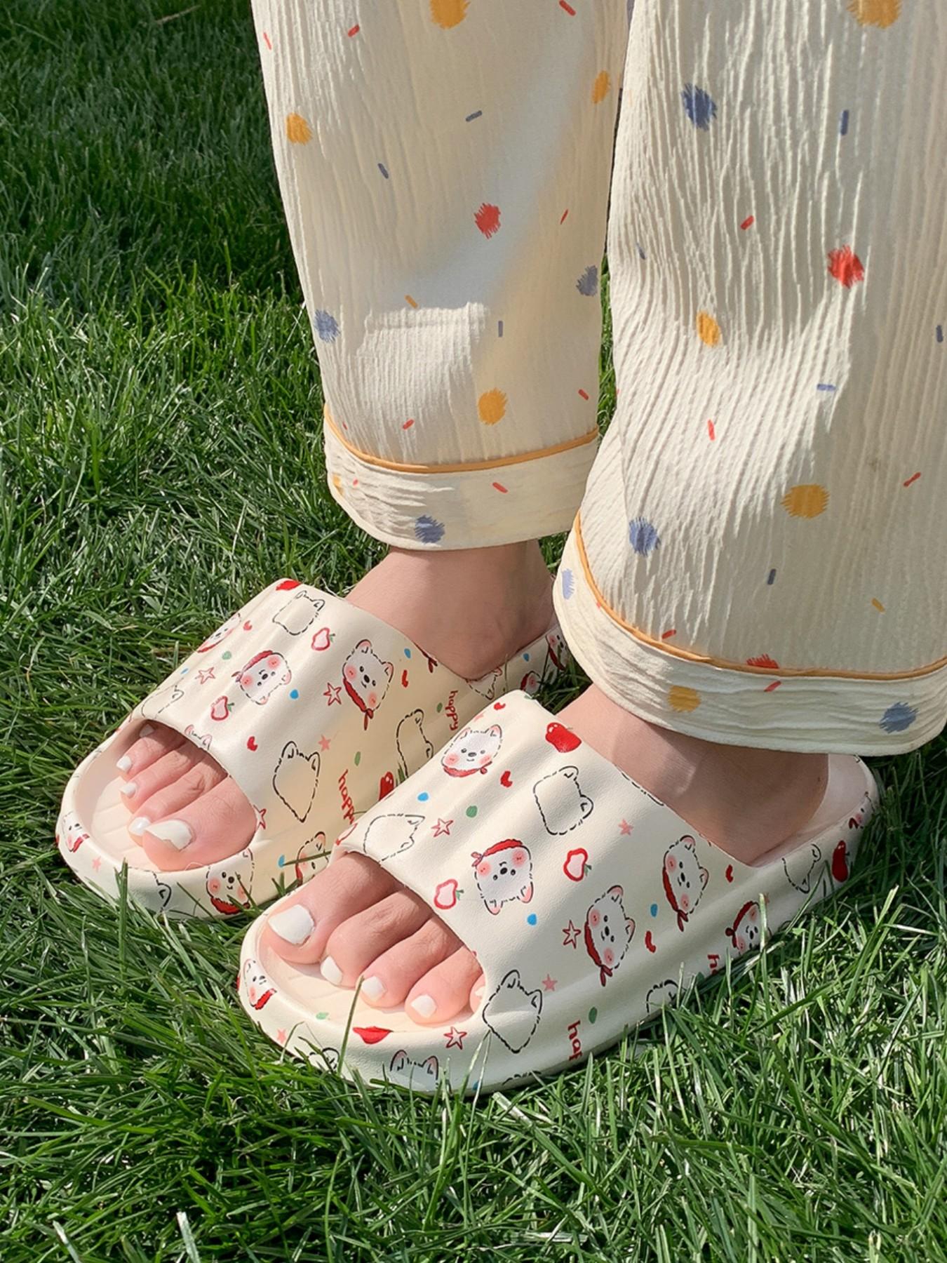 Cartoon Puppy Print Slippers, Comfortable Indoor Casual Shoes, Cute and Versatile, Perfect Gift Idea, Creative Design, All Seasons