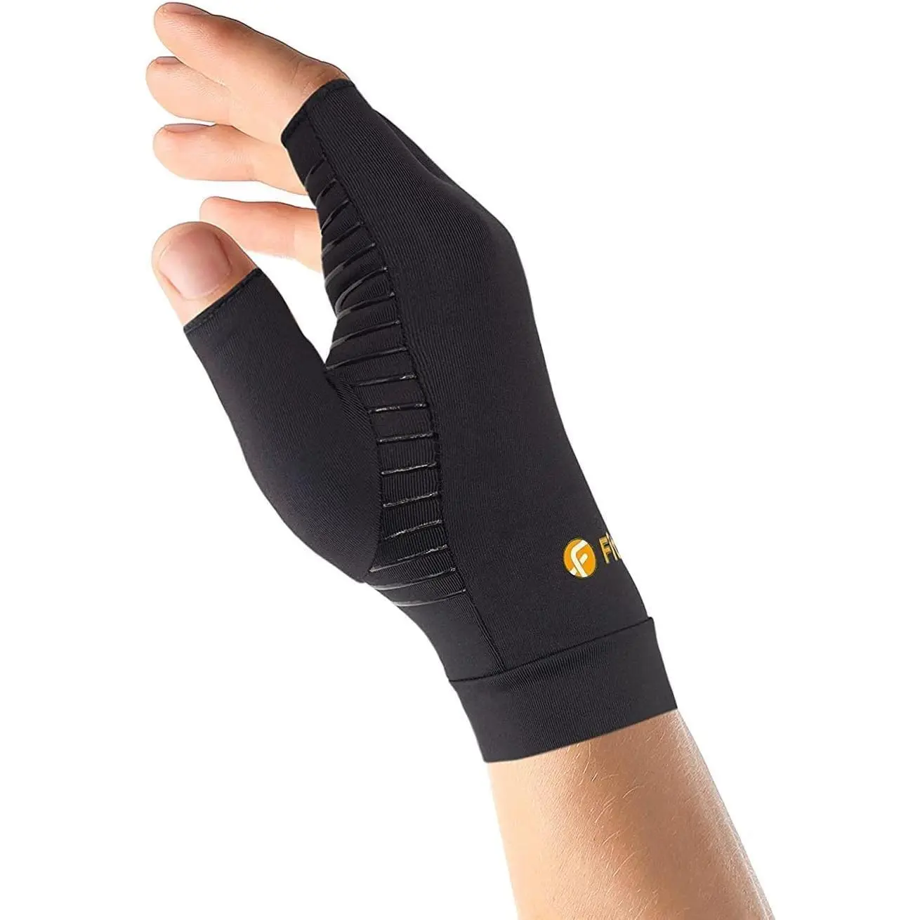 Fititude Half Finger Compression Gloves with Copper Infusion for Arthritis Pain Relief and Sing Support