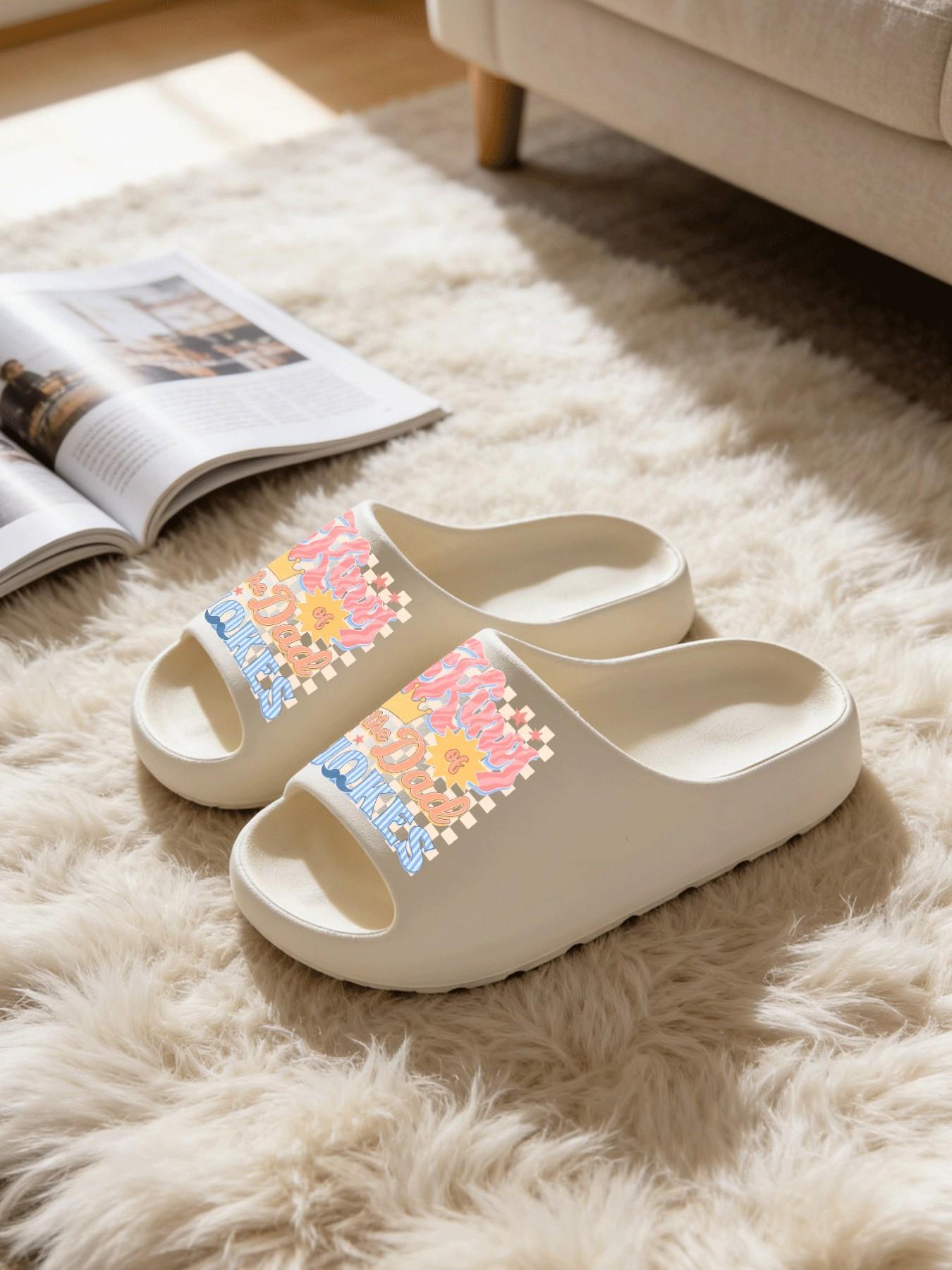 King of the Dad Jokes Dad Jokes King Checkerboard Print Coconut Sandals Cloud-Feel American Retro Fun Trendy Style Unisex Father's Day Funny Gift Daily Wear Thick Sole Non-slip Soft Comfortable All-Season Home Bathroom Outdoor