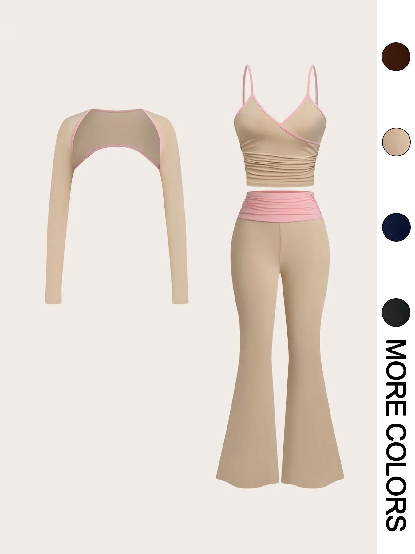Women's Sporty Casual Three-piece Outfits for Yoga Gym Workout, Athletic Sets, Athleisure Activewear, Athleisure Workout Set, Ladies Spring & Fall Clothes