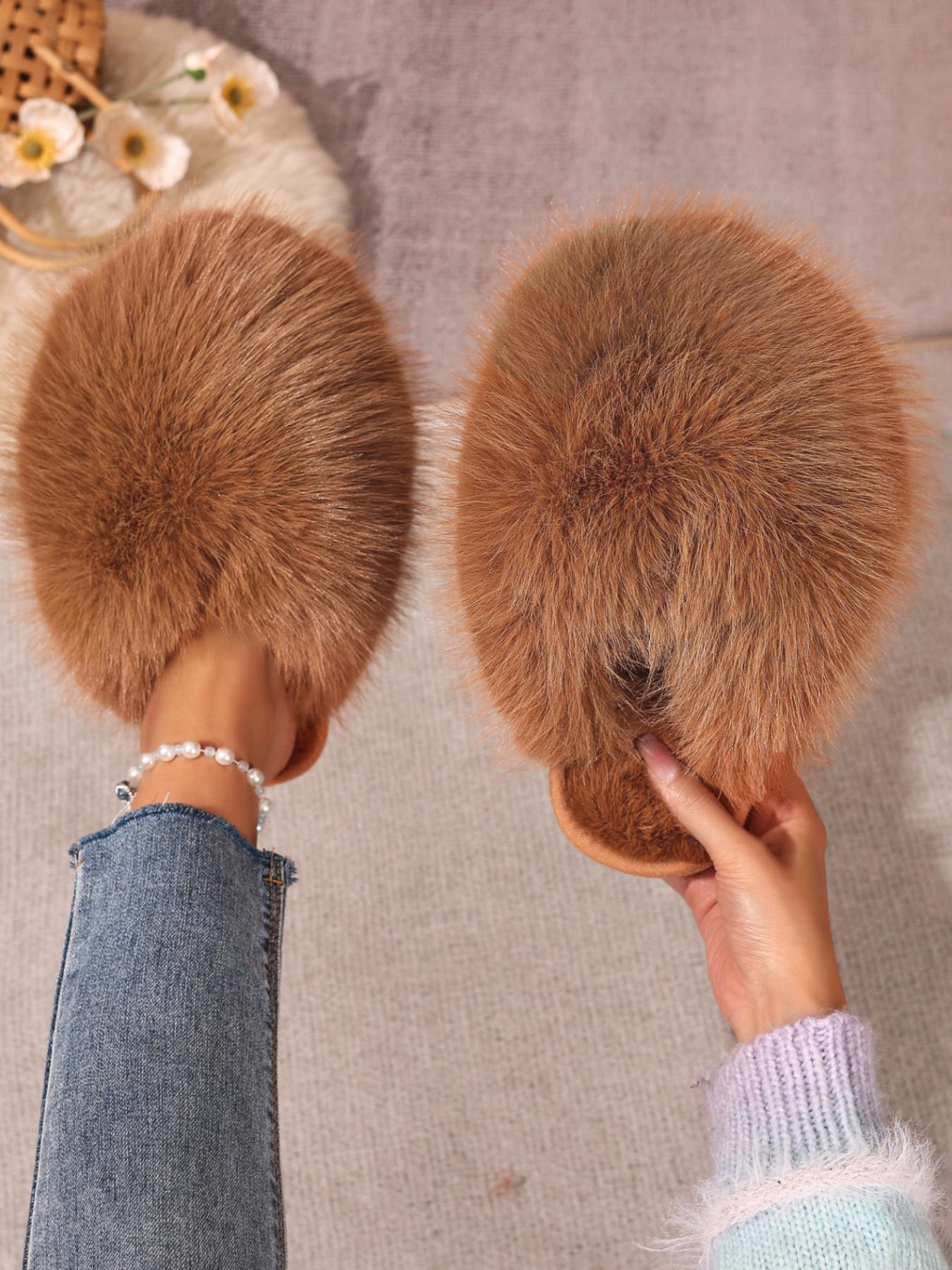 Women's Plush Slippers, 24 Colors, Soft Textile Upper, Rubber Sole, All Seasons, Warm and Comfortable, Fashion Home Shoes