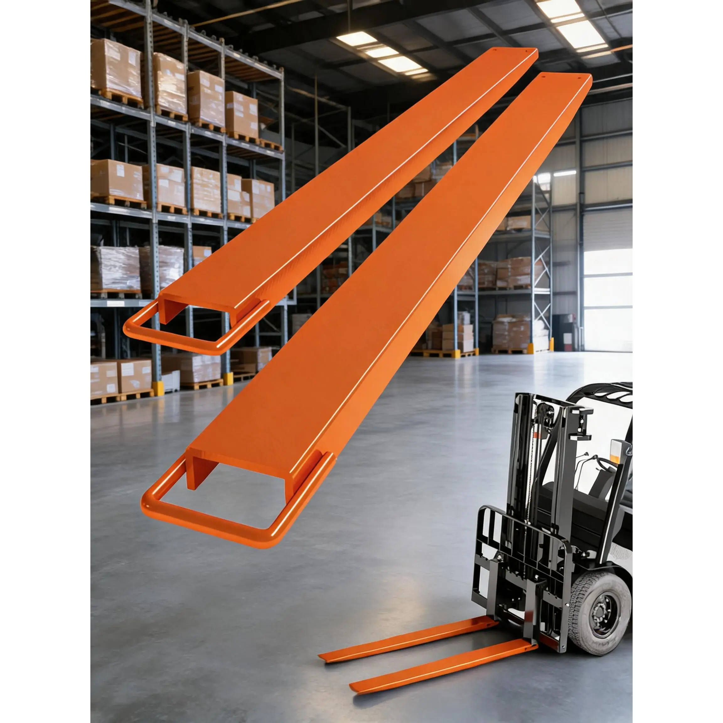 Garvee Heavy-Duty Slip-On Forklift Fork Extensions 4.5 in Wide Steel Sleeve Extenders 1 Pair Fork Attachments with Multiple Length Options 72/84 in for Pallet Handling Loaders and Lift Trucks