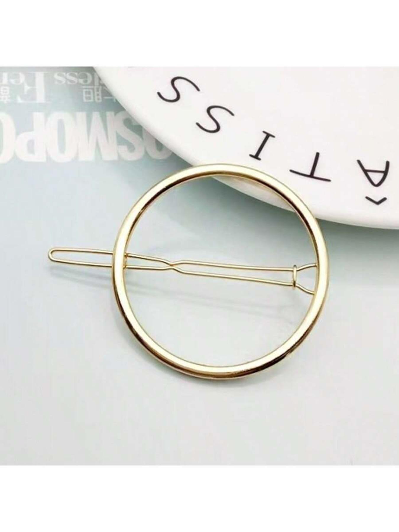 Retro Simple Round Side Clips Set, Geometric Design Hairpins for Stylish Updos & Everyday Wear, Durable Metal Material