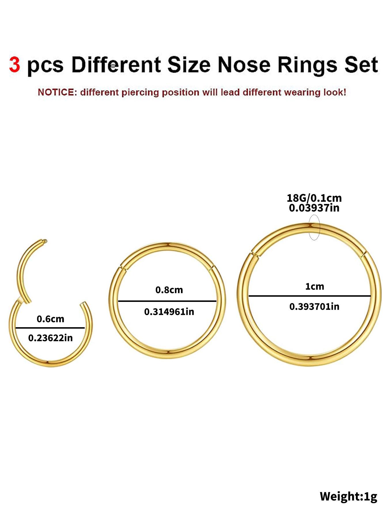 Minimalist Plain Color Nose Ring, Spiral Nose Ring, Stainless Steel Nose Ring, Lip Ring, for Helix Cartilage Conch Rook Piercing Jewelry