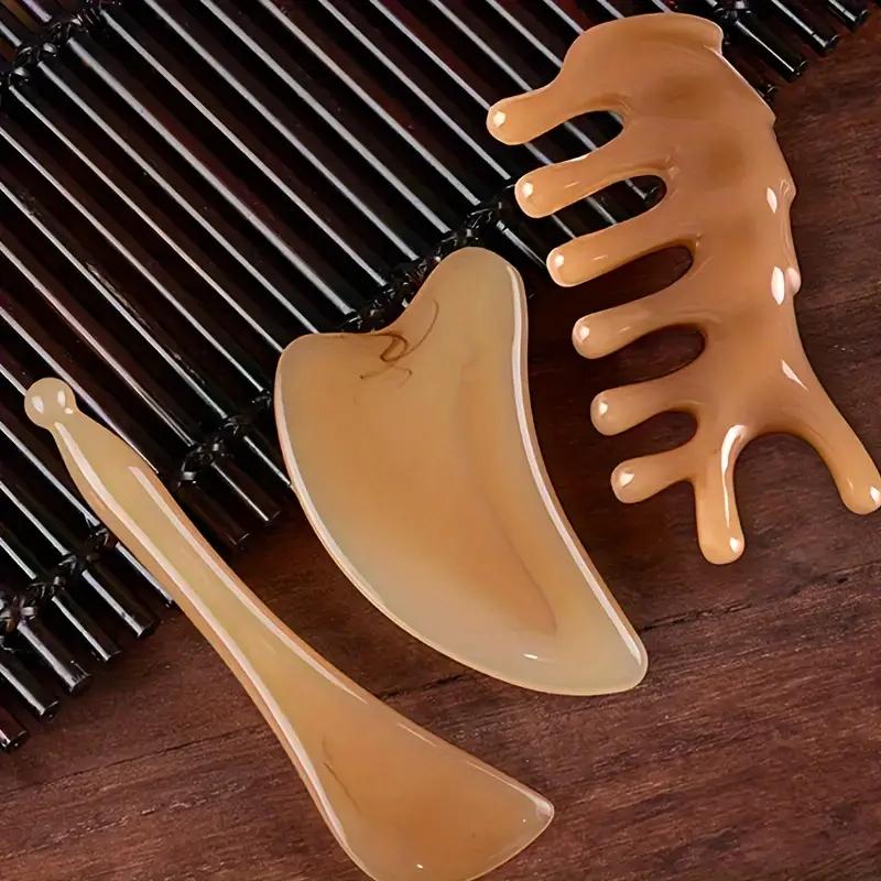 3 in 1 Gua Sha Massage Tool Set, Resin Gua Sha Scraper for Nose & Face, Relaxing Muscles & Facial Massage Tool Set, Home Spa Equipment