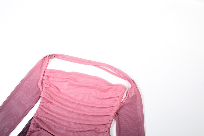 DOUCIU Summer Bachelorette Party Sexy Hot Personality Cool Mature Women'S Thin Mesh See-Through Mini Hip Wrap Dress