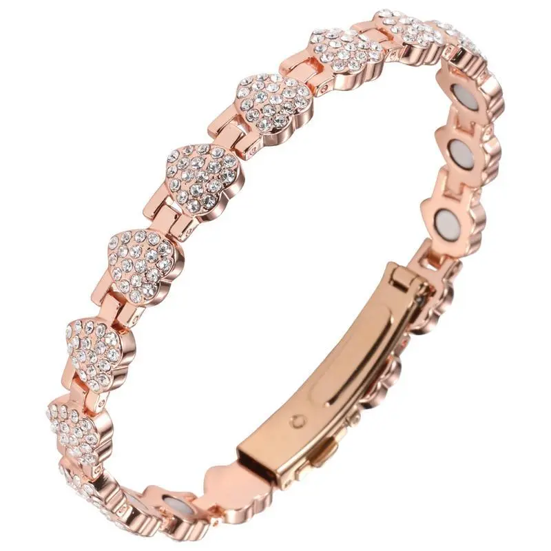 Ladies' Europe Luxury Heart Shape Anti-Static Nylon Band Single-Row Magnetic Bracelet - Stylish Comfortable Bangle for Office/Weekend Use, Sports & Outdoor Hammock Companion