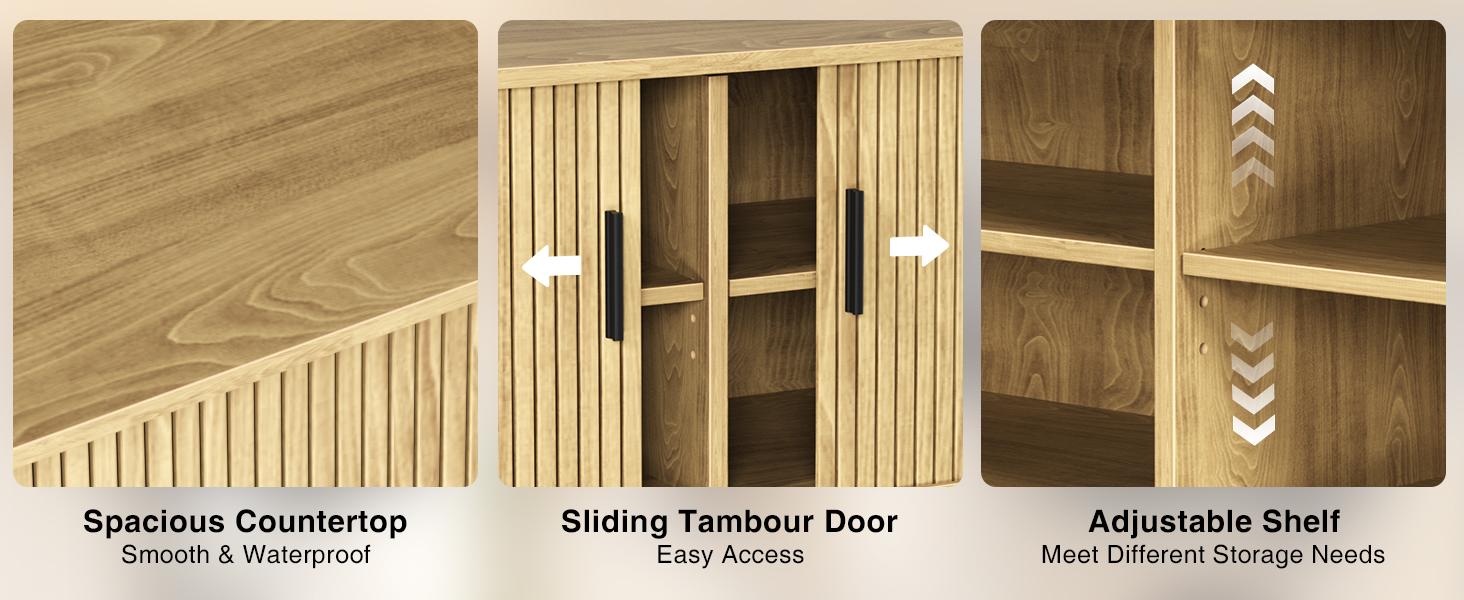 Vabches Buffet Sideboard Cabinet with Storage, Fluted Storage Cabinet Black with Curvy Edge; Sliding Door Coffee Bar, Accent Cabinet Credenza Console Table for Living, Kitchen, Hallway Vabches Buffet Sideboard Cabinet with Storage, Fluted Storage Cabinet Black with Curvy Edge; Sliding Door Coffee Bar, Accent Cabinet Credenza Console Table for Living, Kitchen, Hallway