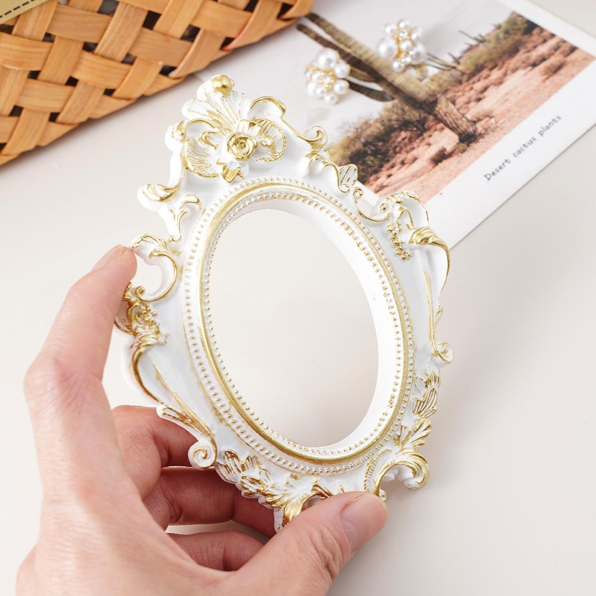 European Style Gold-Trimmed Mini Carved Frame, Resin Hand-Painted Indoor Desktop Decor, DIY Craft Kit, Wedding & Festival Decoration