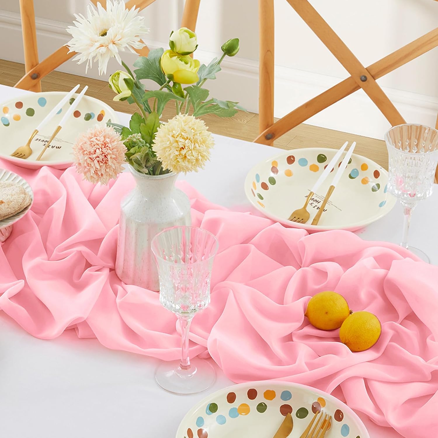 Solid Color Table Runner, Modern Simple Chiffon Table Runner, Decorative Tablecloth for Home Kitchen Dining Room Wedding Party