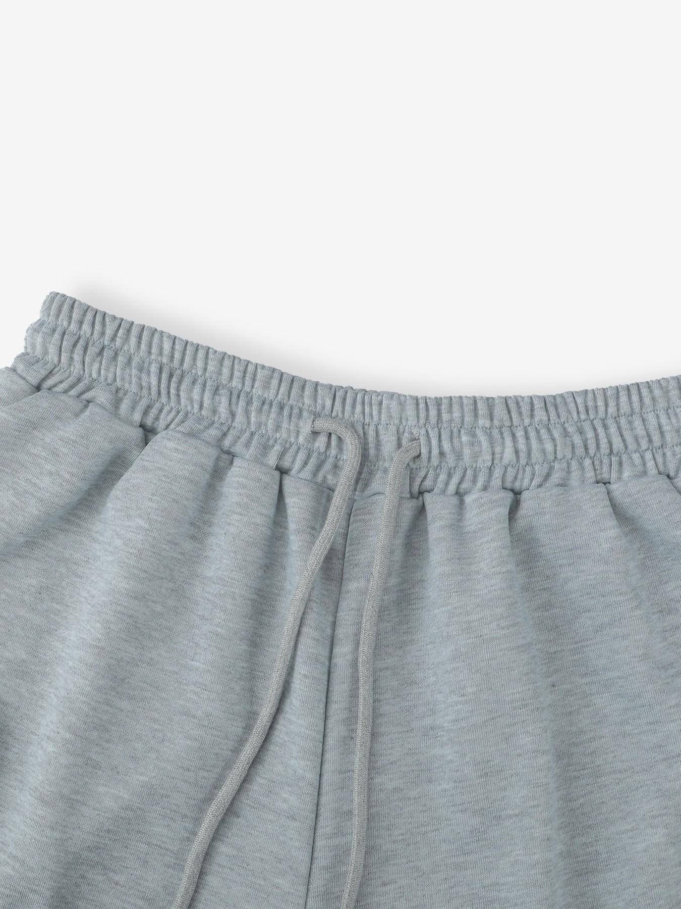 Women's Vintage Gothic Print Elastic Waist Sweat Shorts, Grey Loose Casual Athletic Shorts, Y2K Streetwear Style, Perfect For Party & Daily Outfits