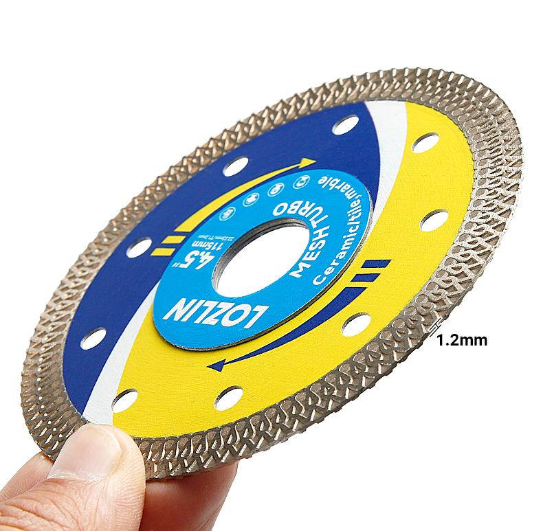 LOZLIN 3PCS 4.5"(115MM) Mesh Turbo Diamond Saw Blade All-Ceramic - Ultra-Thin Dry Cutting Blade for Ceramic Tile, Stone - No Chipping Grinding Disc for Angle Grinder Tools
