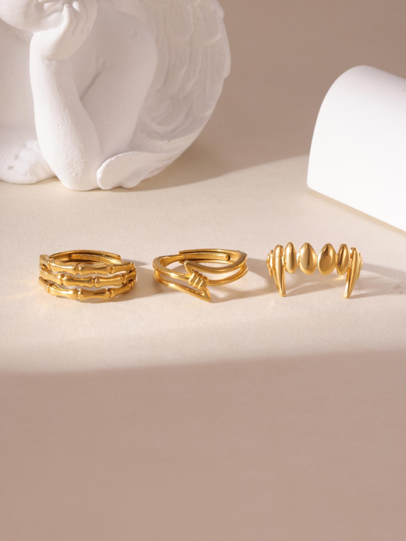 3-Piece Layered Fork Ring Set for Women, Stylish Daily Wear Jewelry, Trendy Accessories for Everyday Use