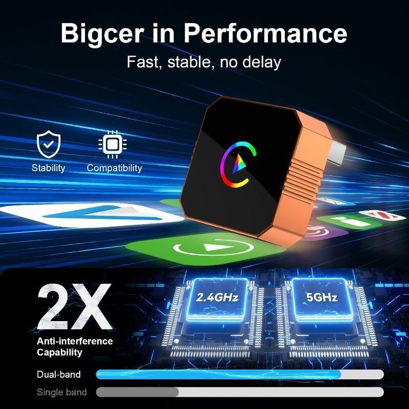 2026 New Orange CarPlay Wireless Adapter, Carplay Stick, compatible with iPhone/Android, fast connection, no delay, hands-free calling, electronic charger, high-quality material, perfect gift for boyfriend for Christmas or birthday
