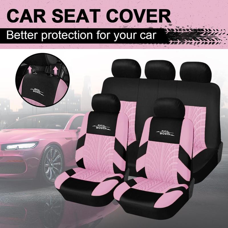 5-Seater Cute Car Seat Covers Universal, Fabric Stylish Car Seat Protectors for Front & Rear Seats, Airbag Compatible, Fits Most Cars SUVs & More, Car Interior Accessories